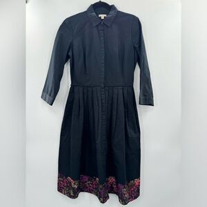 3For$20 Gap Pleated Black Dress with Floral Trim size XS